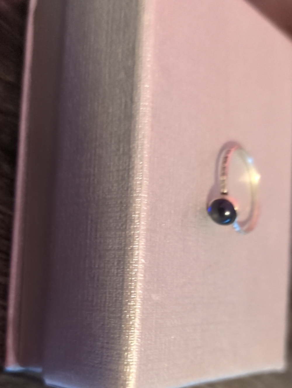 Women's Sapphire Ring With Stirling Sliver Beaded Band